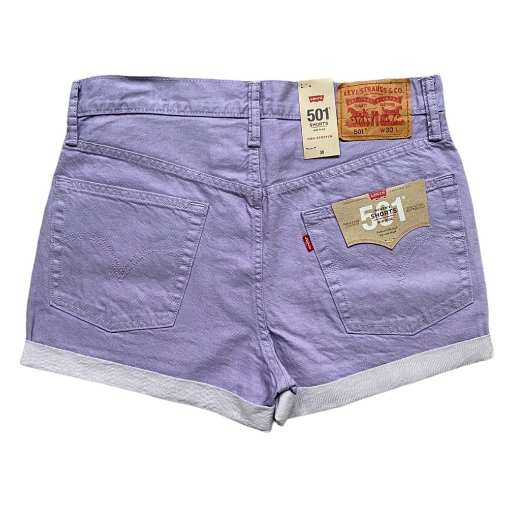 Levi’s 501 Cuff Lavender Shorts Mid Rise W30 NWT - Picture 5 of 8